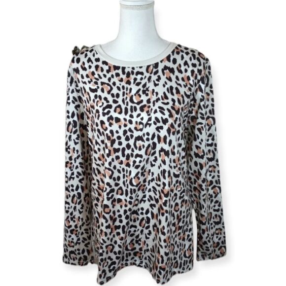 LEOPARD PRINT LONG SLEEVE T-SHIRT SZ.XL EUC - Picture 1 of 4